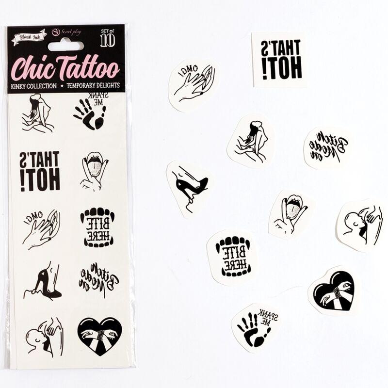 SECRET PLAY - SET DE 10 TATTOOS TEMPORALES KINKY COLLECTION - Sensuana.es