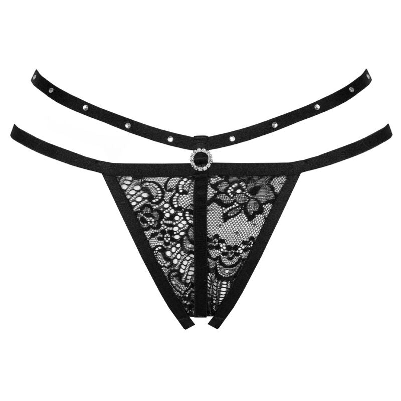 LIVCO CORSETTI FASHION - NOMADE TANGA CROTCHLESS NEGRO S/M - Sensuana.es