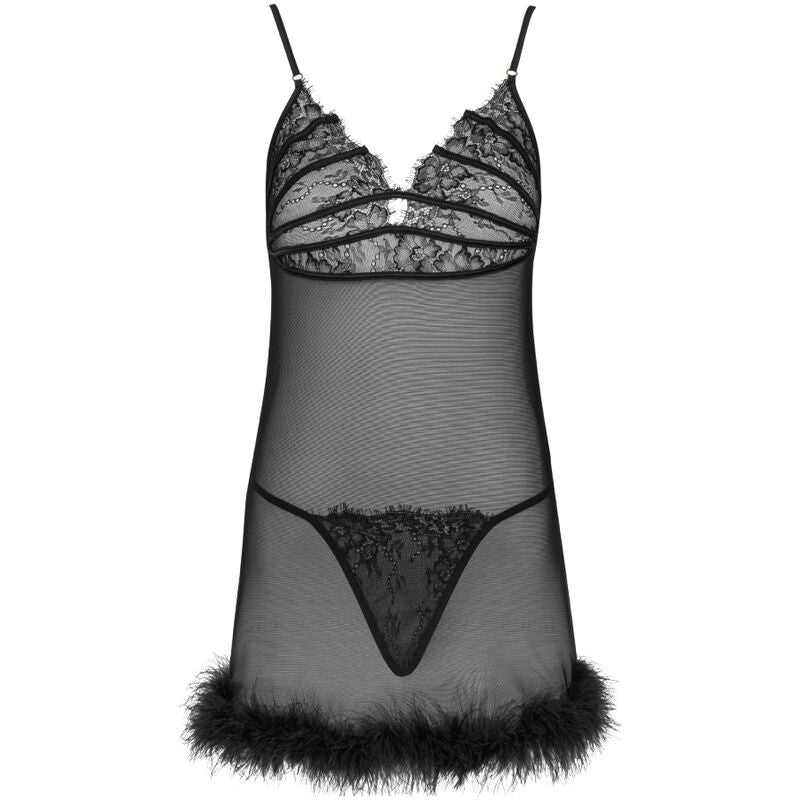 LIVCO CORSETTI FASHION - ZERUNAM SET BABYDOLL + TANGA NEGRO S/M - Sensuana.es