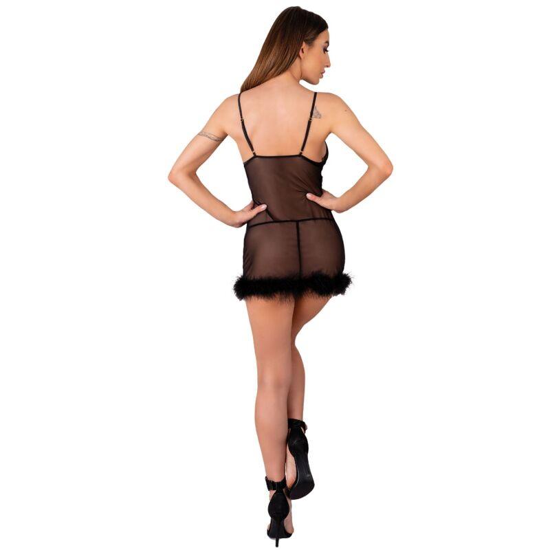 LIVCO CORSETTI FASHION - ZERUNAM SET BABYDOLL + TANGA NEGRO S/M - Sensuana.es