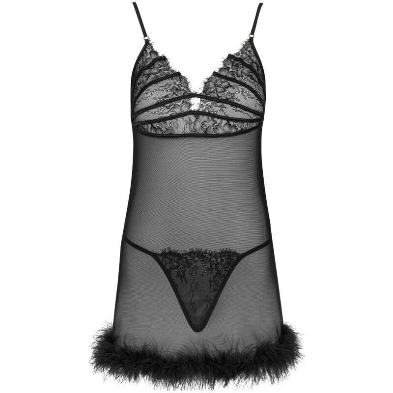 LIVCO CORSETTI FASHION - ZERUNAM SET BABYDOLL + TANGA NEGRO S/M - Sensuana.es