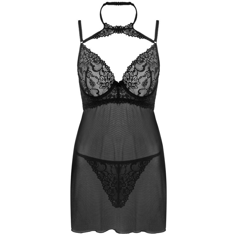 LIVCO CORSETTI FASHION - BINELLA SET BABYDOLL + TANGA NEGRO S/M - Sensuana.es