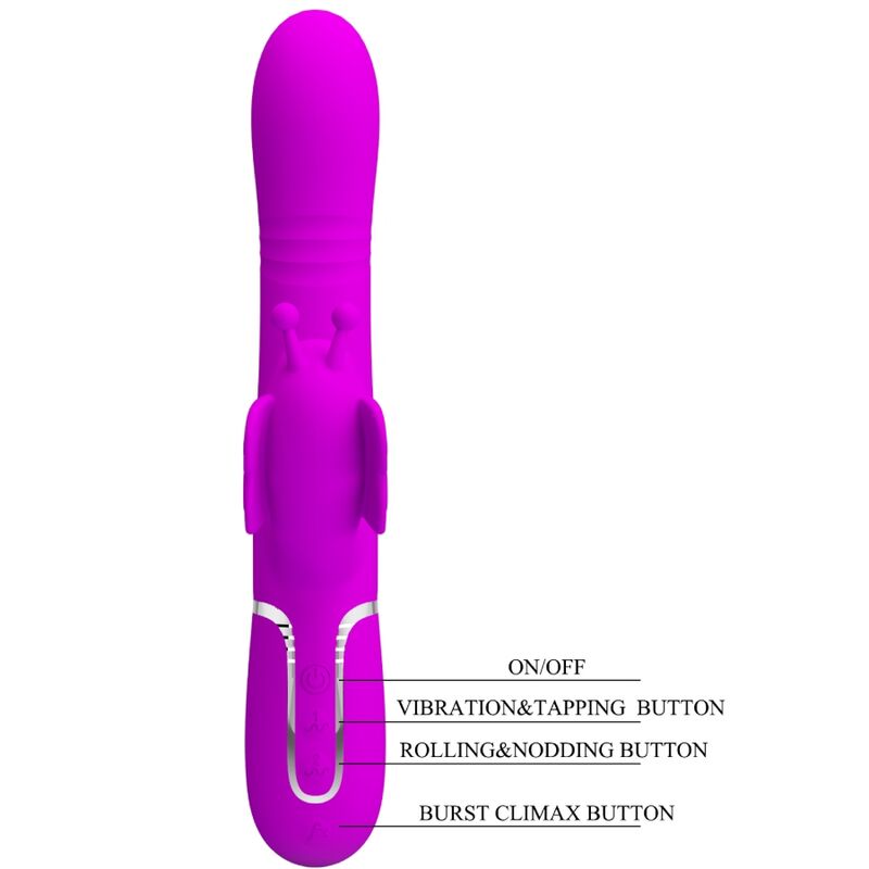 PRETTY LOVE - VIBRADOR RABBIT MULTIFUNCIÓN 4 EN 1 MARIPOSA FUCSIA - Sensuana.es