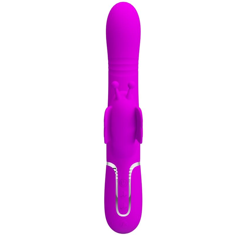 PRETTY LOVE - VIBRADOR RABBIT MULTIFUNCIÓN 4 EN 1 MARIPOSA FUCSIA