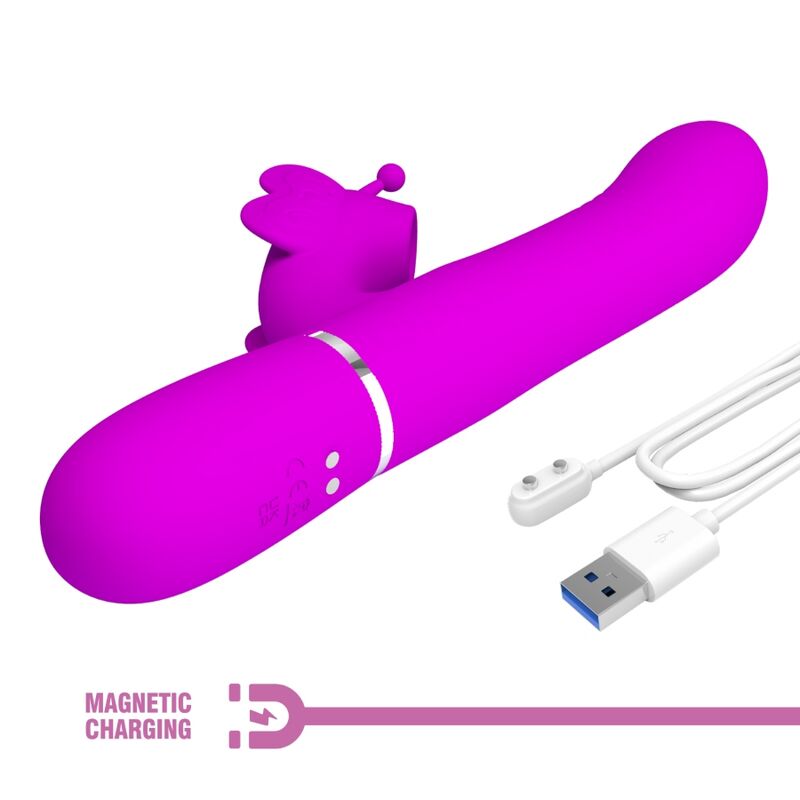 PRETTY LOVE - VIBRADOR RABBIT MULTIFUNCIÓN 4 EN 1 MARIPOSA FUCSIA - Sensuana.es