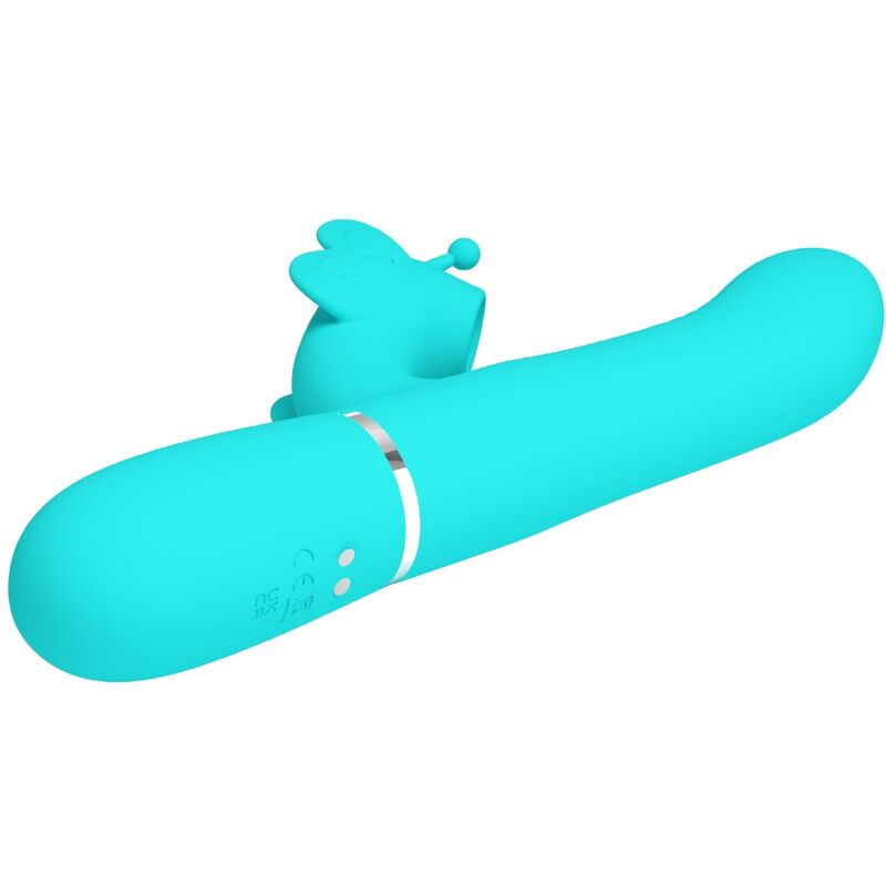 PRETTY LOVE - VIBRADOR RABBIT MULTIFUNCIÓN 4 EN 1 MARIPOSA VERDE AGUA - Sensuana.es