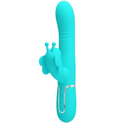 PRETTY LOVE - VIBRADOR RABBIT MULTIFUNCIÓN 4 EN 1 MARIPOSA VERDE AGUA - Sensuana.es