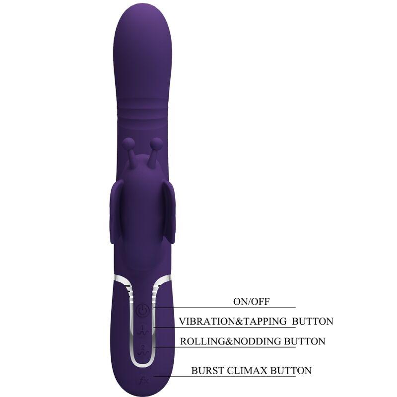 PRETTY LOVE - VIBRADOR RABBIT MULTIFUNCIÓN 4 EN 1 MARIPOSA MORADO - Sensuana.es