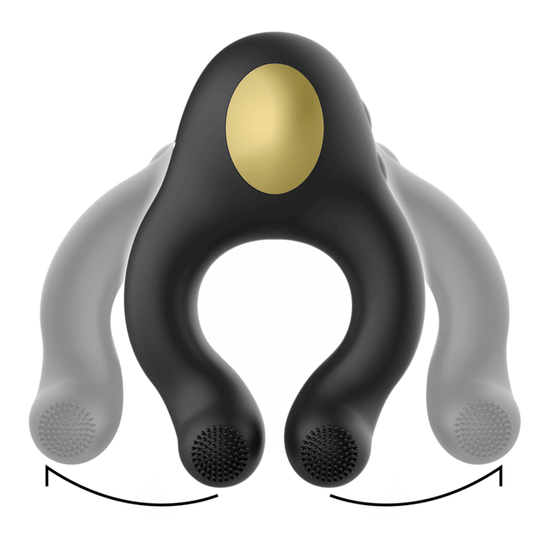 ARMONY - ANILLO VIBRADOR SILICONA 3 MOTORES RECARGABLE NEGRO - DORADO - Sensuana.es