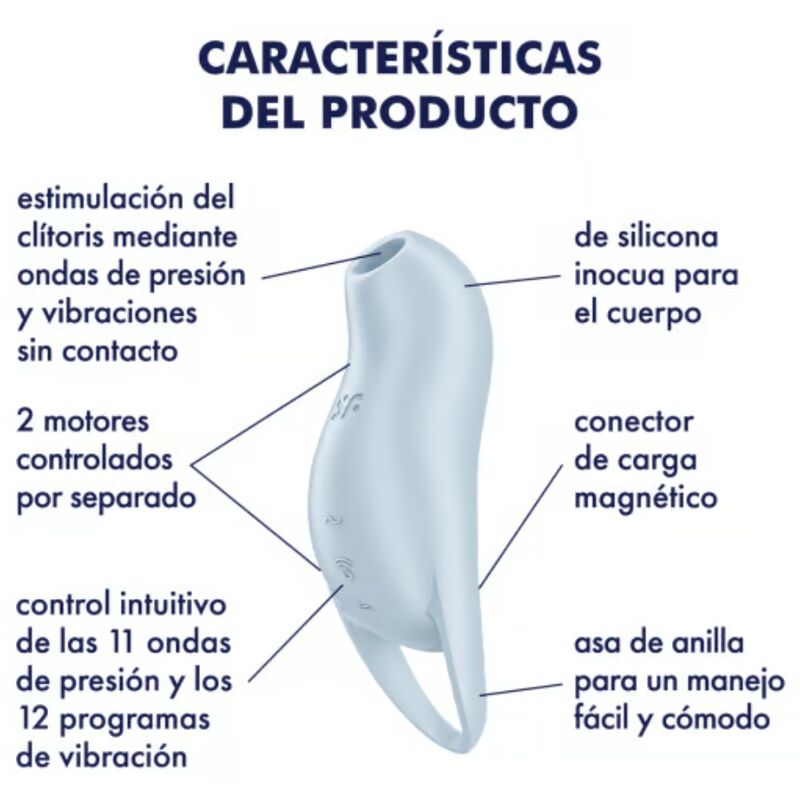 SATISFYER - POCKET PRO 1 ESTIMULADOR CLÍTORIS AZUL CLARO - Sensuana.es