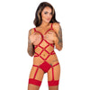 LIVCO CORSETTI FASHION - THIARA LC 20213 SET BODY + MEDIAS ROJA S/M - Sensuana.es