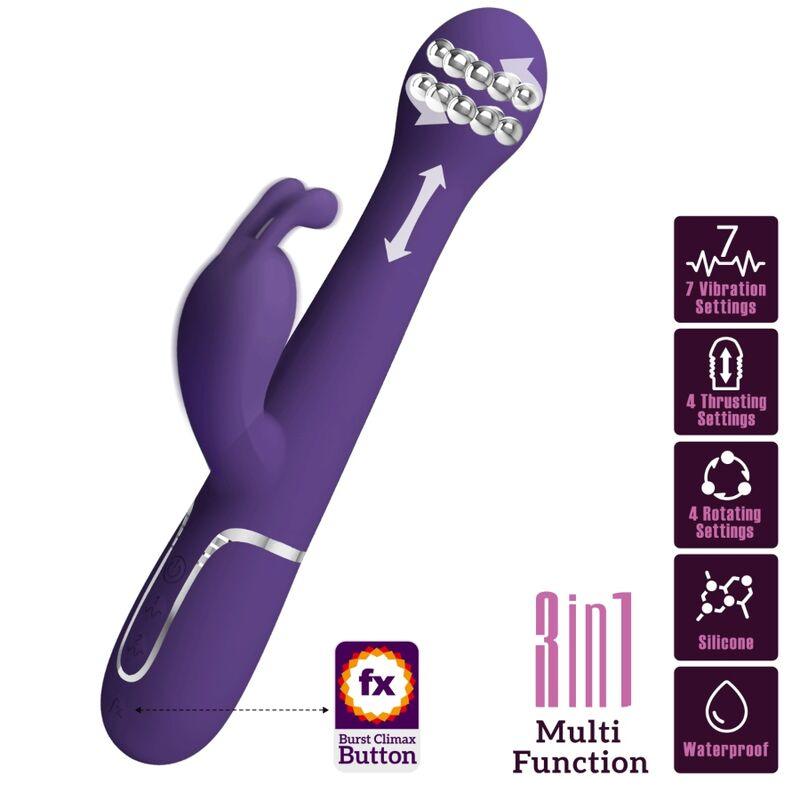 PRETTY LOVE - DEJON VIBRADOR RABBIT 3 EN 1 MULTIFUNCIÓN MORADO - Sensuana.es