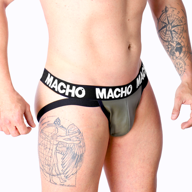 MACHO - MX27GR JOCK CUERO GRIS BEIGE S - Sensuana.es