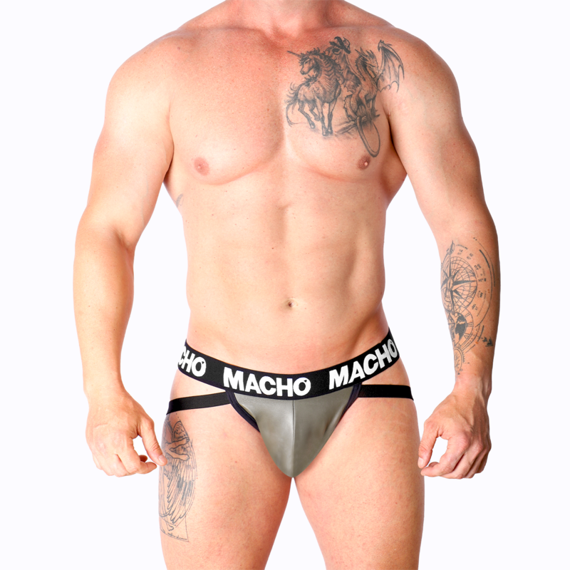 MACHO - MX27GR JOCK CUERO GRIS BEIGE S - Sensuana.es