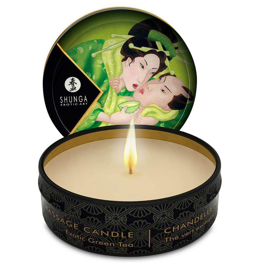 SHUNGA - MINI CARESS BY CANDELIGHT VELA MASAJE TÉ VERDE 30 ML - Sensuana.es