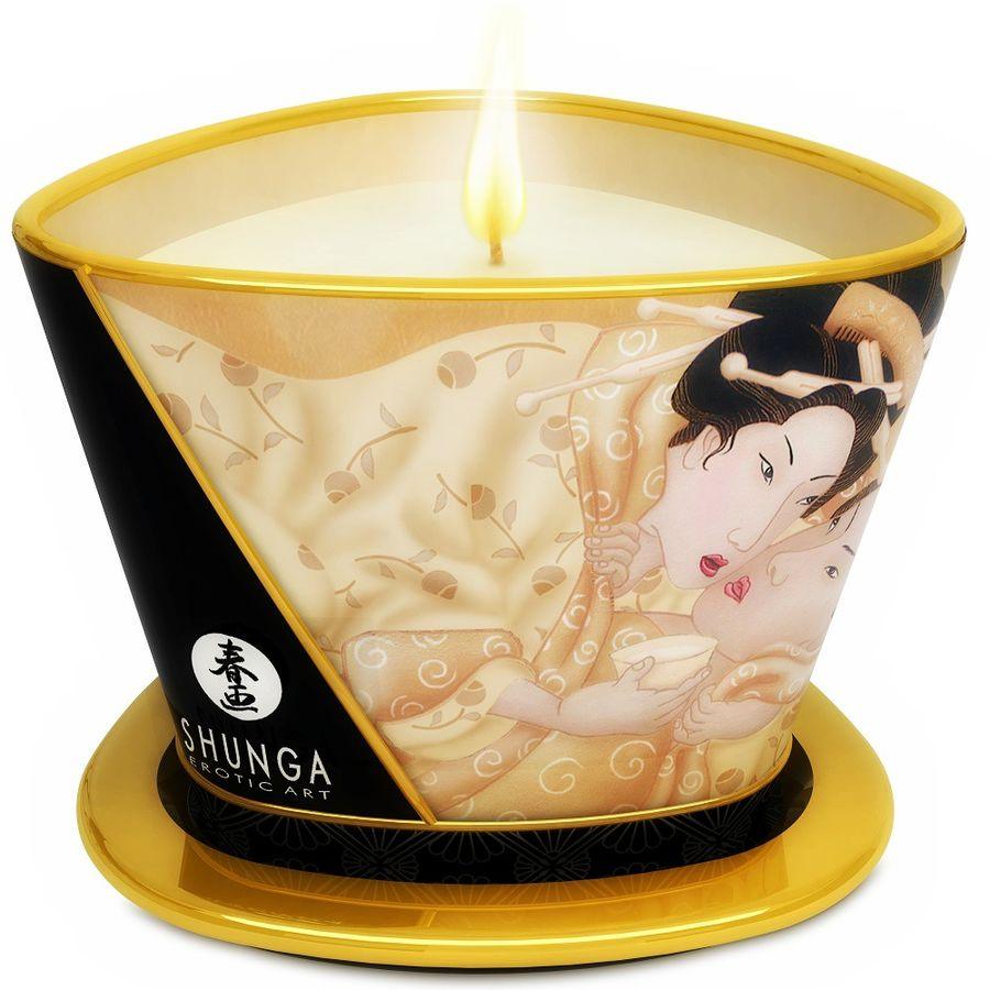 SHUNGA - MINI CARESS BY CANDELIGHT VELA MASAJE VAINILLA 170 ML - Sensuana.es