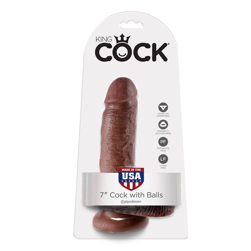 KING COCK - 7 PENE REALISTICO MARRON 17.8 CM - Sensuana.es