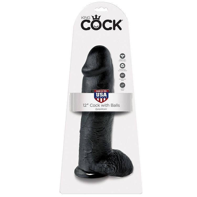 KING COCK - 12 PENE REALISTICO NEGRO 30.48 CM - Sensuana.es