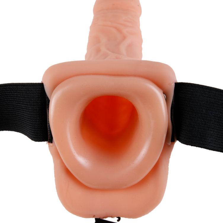 FETISH FANTASY SERIES - 7 HOLLOW STRAP-ON WITH BALLS 17.8CM NATURAL - Sensuana.es