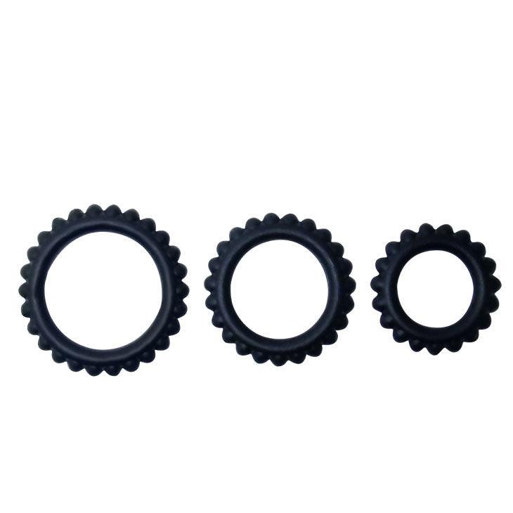 BAILE - TITAN SET 3 PCS COCK RING BLACK 2.8 + 2.4 + 1.9 CM - Sensuana.es