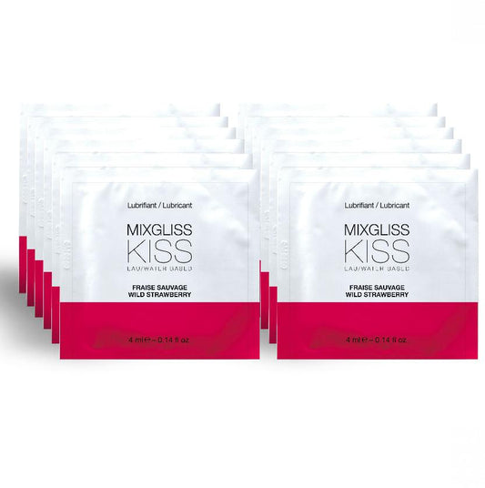 MIXGLISS - LUBRICANTE BASE AGUA SABOR A FRESA 12 MONODOSIS 4 ML - Sensuana.es