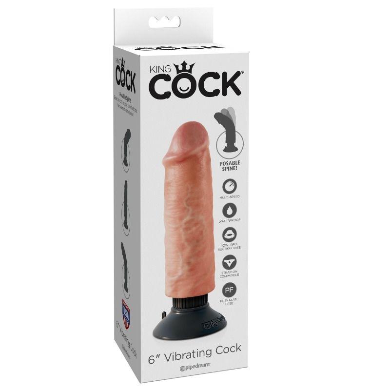 KING COCK - DILDO VIBRADOR 15.24 CM NATURAL - Sensuana.es