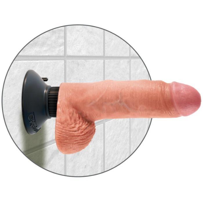 KING COCK - DILDO VIBRADOR CON TESTICULOS 17.78 CM NATURAL - Sensuana.es