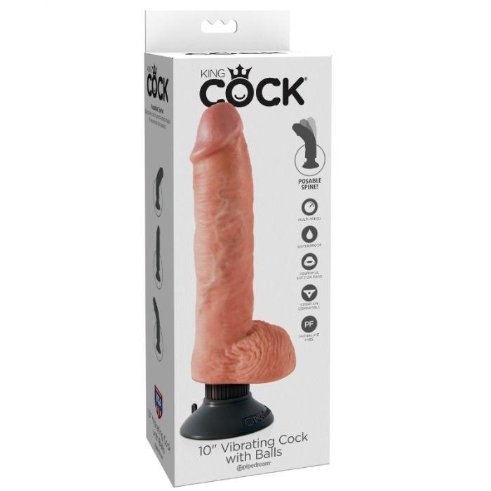 KING COCK - DILDO VIBRADOR CON TESTICULOS 25.5 CM COLOR NATURAL - Sensuana.es