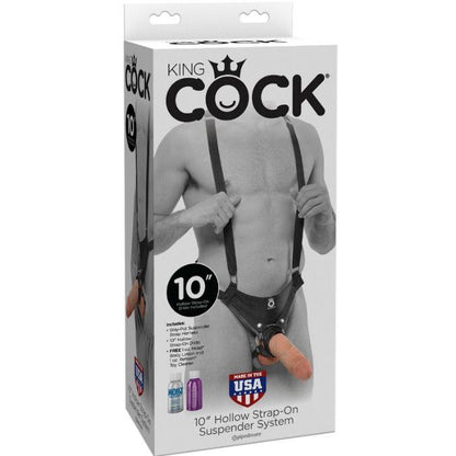 KING COCK - STRAP-ON CON DILDO HUECO 25.5 CM Y TIRANTES COLOR CARNE - Sensuana.es