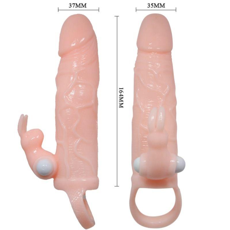 BAILE - BRAVE MAN FUNDA PENE CON RABBIT VIBRADOR 16.5 CM NATURAL - Sensuana.es