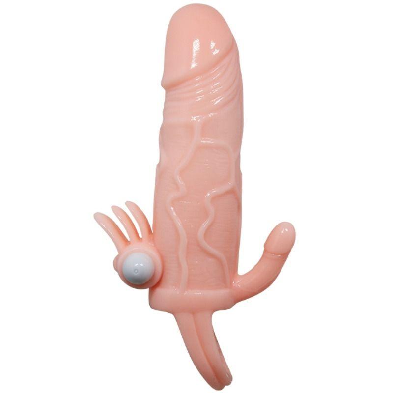 BAILE - BRAVE MAN FUNDA PENE ANAL Y CLITORIS VIBRADOR 16.5 CM NATURAL - Sensuana.es