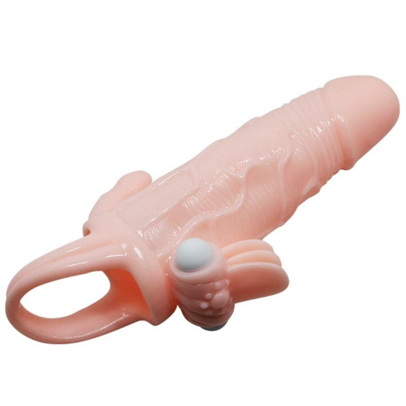 BAILE - BRAVE MAN FUNDA PENE ANAL Y CLITORIS VIBRADOR 16.5 CM NATURAL - Sensuana.es