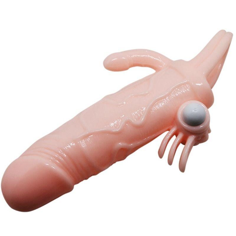 BAILE - BRAVE MAN FUNDA PENE ANAL Y CLITORIS VIBRADOR 16.5 CM NATURAL - Sensuana.es