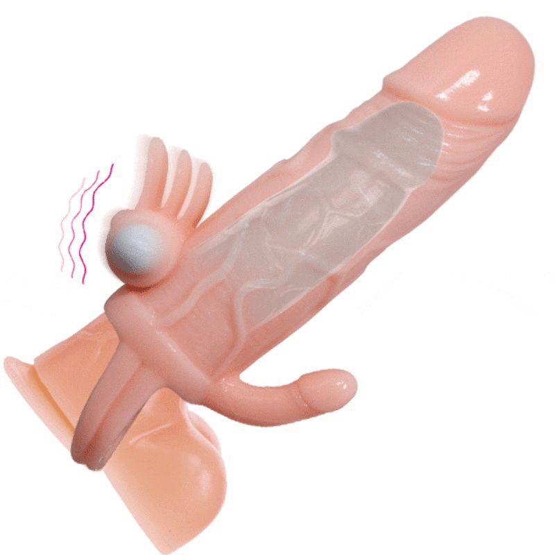 BAILE - BRAVE MAN FUNDA PENE ANAL Y CLITORIS VIBRADOR 16.5 CM NATURAL - Sensuana.es