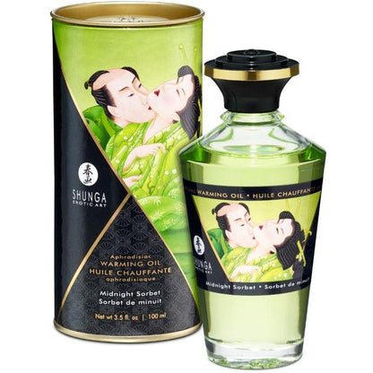 SHUNGA - ACEITE MASAJE EFECTO CALOR SABOR SORBETE DE MEDIANOCHE 100 ML - Sensuana.es