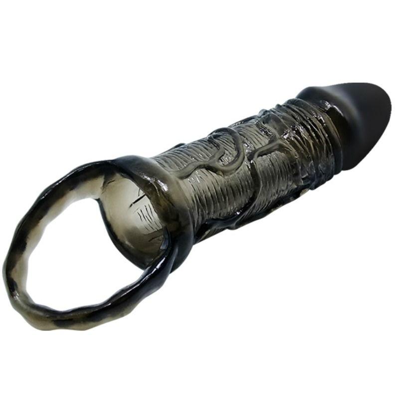 BAILE - FUNDA EXTENSORA PENE CON STRAP PARA TESTICULOS NEGRO 13.5 CM - Sensuana.es