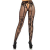 LEG AVENUE - MEDIAS ALTAS CON ABERTURA TRASERA DISEÑO FLORAL TALLA UNICA - Sensuana.es