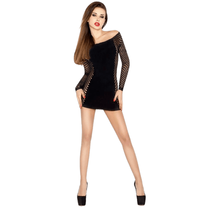 PASSION - WOMAN BS026 BODYSTOCKING ESTILO VESTIDO NEGRO TALLA UNICA - Sensuana.es