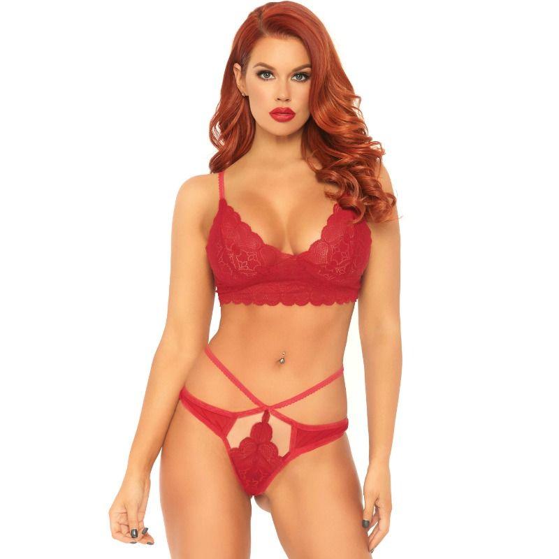 LEG AVENUE - SET 2 PIEZAS CON TANGA DOBLE TIRANTA S/M ROJO - Sensuana.es