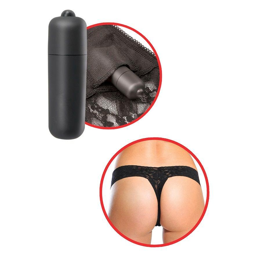 FETISH FANTASY SERIES - TANGA DE ENCAJE NEGRO CON VIBRADOR - Sensuana.es