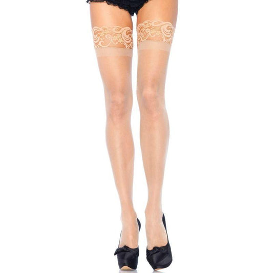 LEG AVENUE - MEDIAS BEIGE LYCRA ANTIDESLIZANTE TALLA GRANDE - Sensuana.es