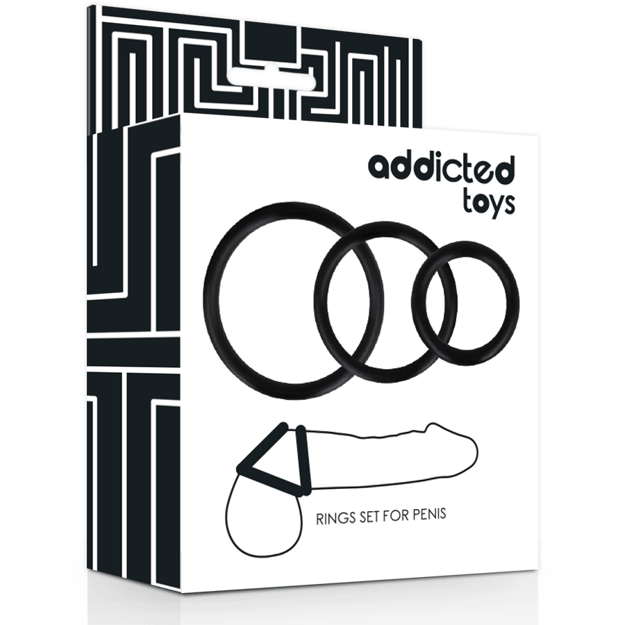 ADDICTED TOYS - SET ANILLOS PENE NEGRO - Sensuana.es