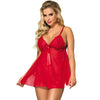 SUBBLIME - BABYDOLL CON LAZO Y ENCAJE FLORAL ROJO S/M - Sensuana.es