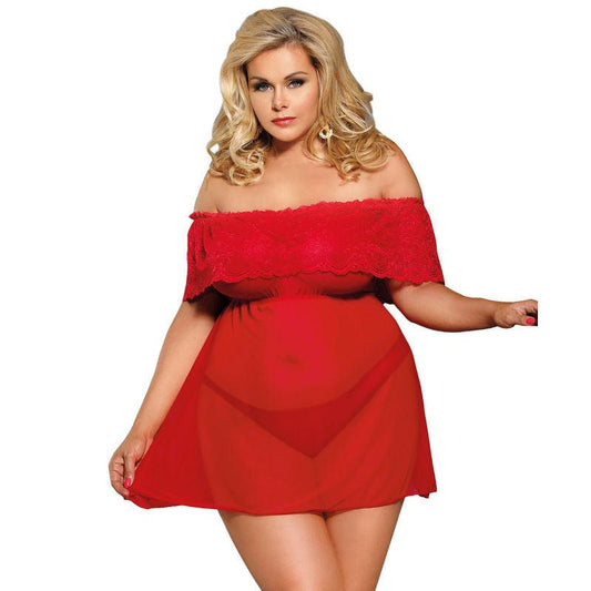 SUBBLIME - SET VESTIDO CORTO + TANGA ROJO TALLA GRANDE - Sensuana.es