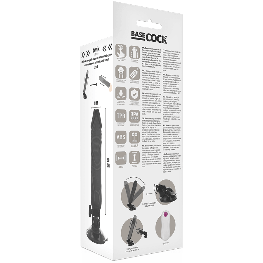 BASECOCK - VIBRADOR REALISTICO CONTROL REMOTO NATURAL 20 CM -O- 4 CM - Sensuana.es