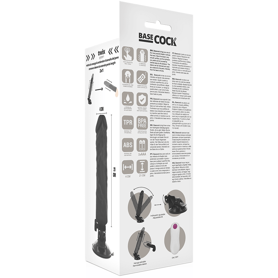 BASECOCK - VIBRADOR REALISTICO CONTROL REMOTO NATURAL 21 CM -O- 4 CM - Sensuana.es