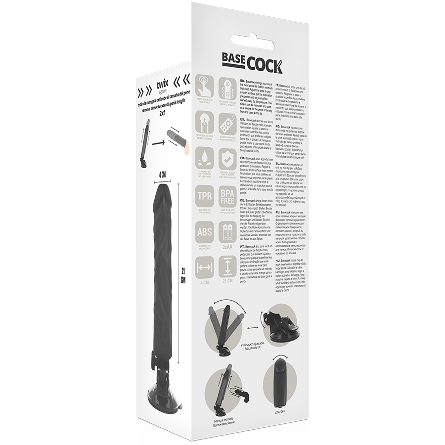 BASECOCK - VIBRADOR REALISTICO CONTROL REMOTO NATURAL 21 CM -O- 4 CM - Sensuana.es