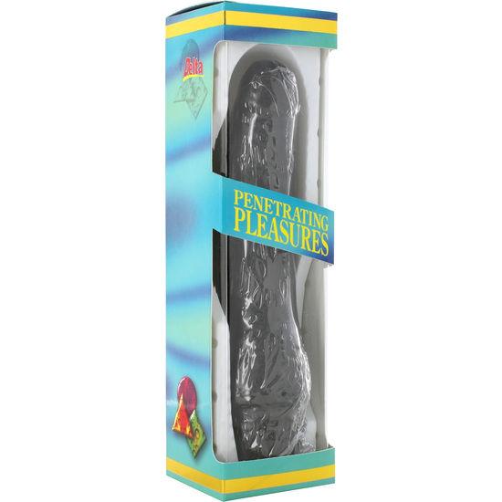 SEVEN CREATIONS - VINIL P-SHAPE VIBRATOR BLACK PENE 20 CM - Sensuana.es