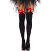 LEG AVENUE - BLACK HIGH STOCKINGS WITH RED BOW ONE SIZE