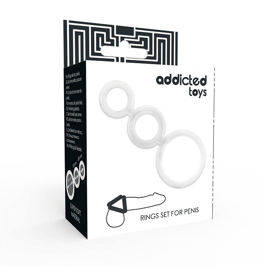 ADDICTED TOYS - SET ANILLOS PENE Y TESTICULOS CLEAR - Sensuana.es